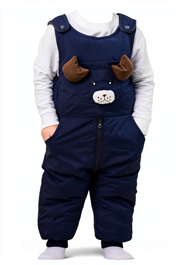 Installing CozyKids Fleece Overalls Warm Adjustable Snowsuit for Babies on a wooden floor