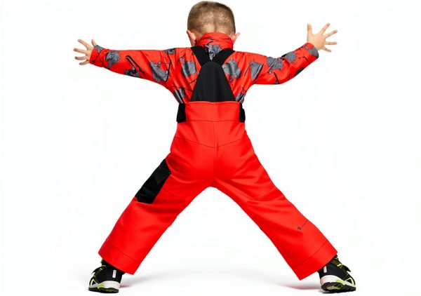 Obermeyer Snow Bib Pants Boys Red Size 1 Polyester Fleece Waist-2