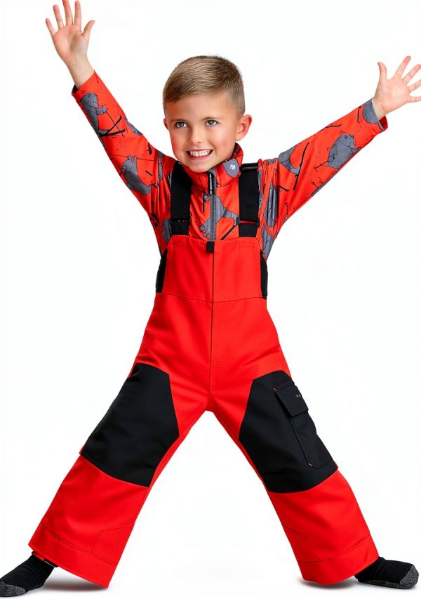 Obermeyer Snow Bib Pants Boys Red Size 1 Polyester Fleece Waist-0