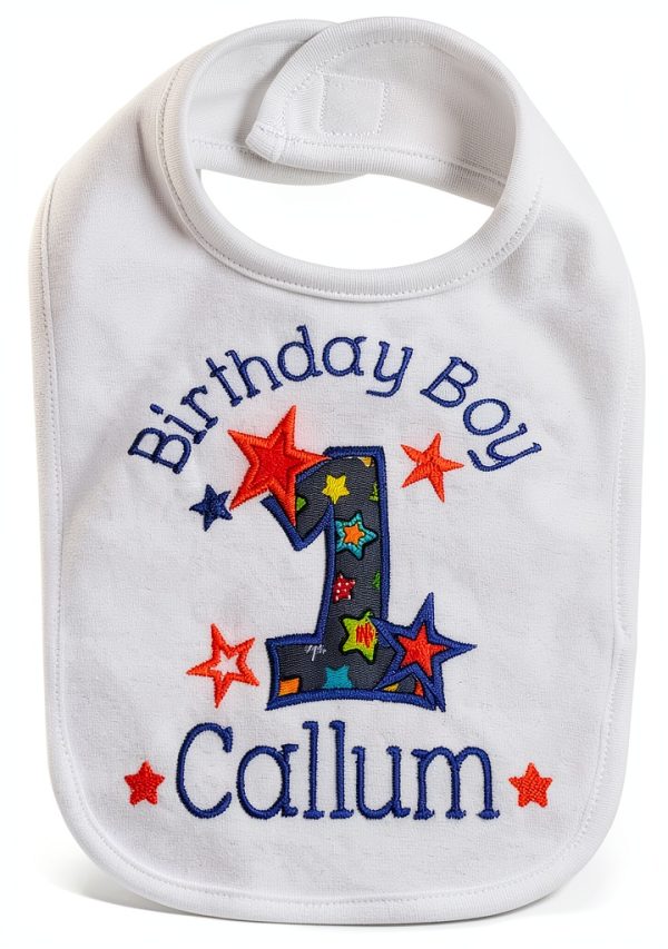Personalized Birthday Boy Bib by Smash Handmade Embroidered 12.5" x 7"-6