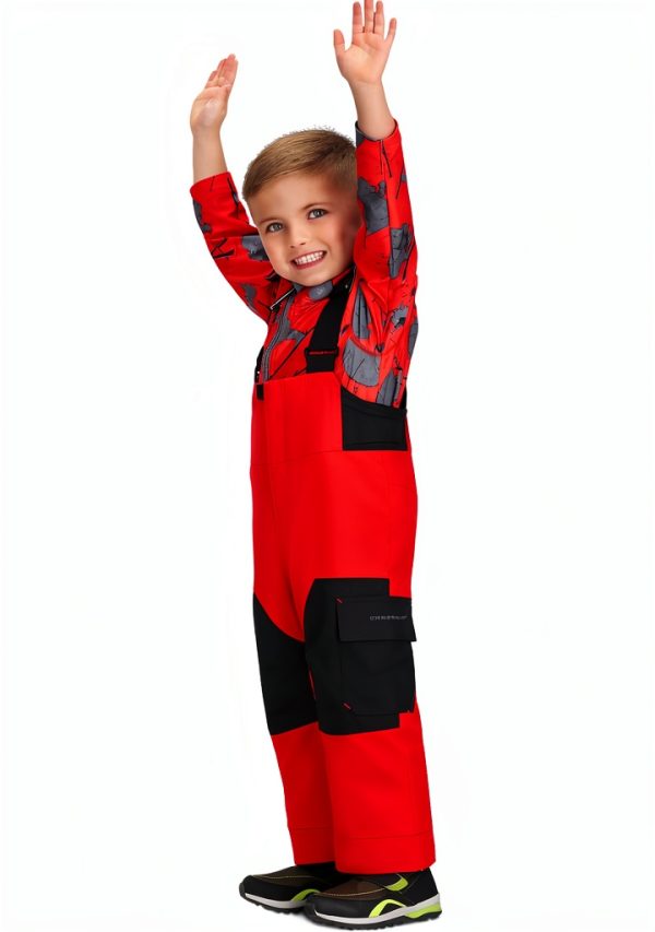 Obermeyer Snow Bib Pants Boys Red Size 1 Polyester Fleece Waist-1