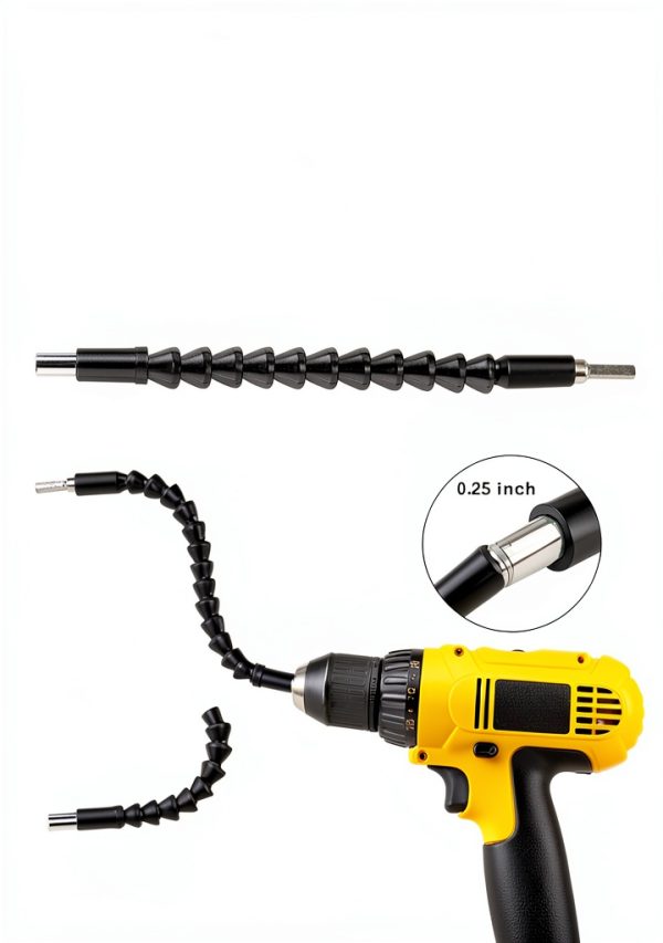 FOUUAAOOU Flexible Drill Bit Extension 4 Pack 11.6in Black Bendable-1