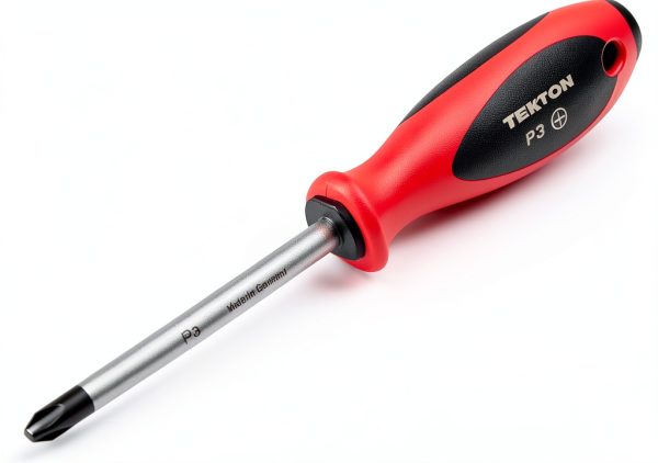TEKTON #3 Phillips Screwdriver 4 in Shank Soft Grip Red Hand Tool-0