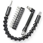 Flexible Drill Bit Extension, 11.6 Inch Super Bit Screwdriver Kit, Manual 90 Right Angle Drill Attachment, 1/4 Flexible for Drill, Screwdriver Bit Set-0