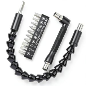 Flexible Drill Bit Extension, 11.6 Inch Super Bit Screwdriver Kit, Manual 90 Right Angle Drill Attachment, 1/4 Flexible for Drill, Screwdriver Bit Set-0