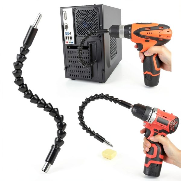 FOUUAAOOU Flexible Drill Bit Extension 4 Pack 11.6in Black Bendable-4
