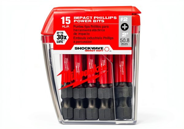 MILWAUKEE ELECTRIC TOOL 48-32-5004 Shockwave 2" Power Bit Phillips #2 15 Piece Contractor Pack-1