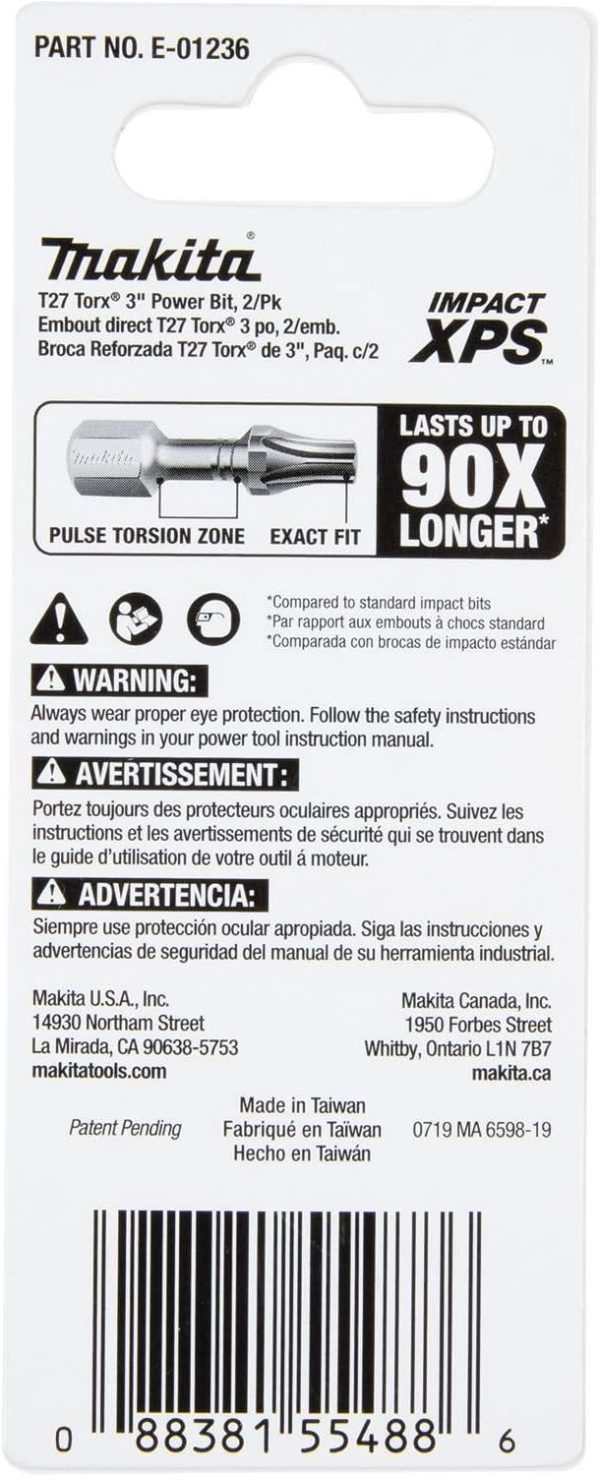 Makita E-01236 Impact XPS™ T27 Torx 3" Power Bit, 2/pk-3