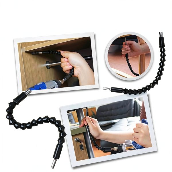 FOUUAAOOU Flexible Drill Bit Extension 4 Pack 11.6in Black Bendable-2